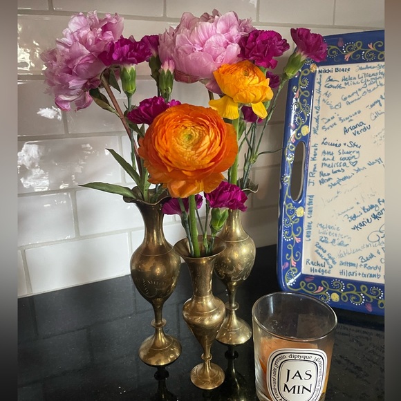 Vintage Other - Set of 3 Vintage Brass Bud Vases (or Taper Candle Stick Holders)